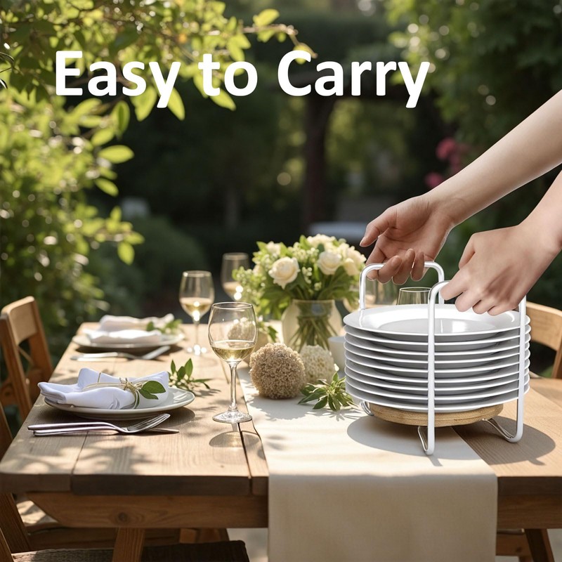 Dish Rack for Kitchen Countertop Organizer - Bamboo Plate Organizer