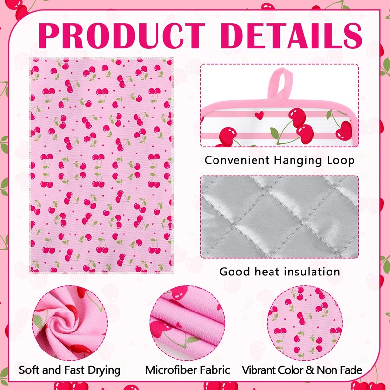 Hahafelt 6 Pcs Cherry Kitchen Decor Accessories Include 2 Cherry