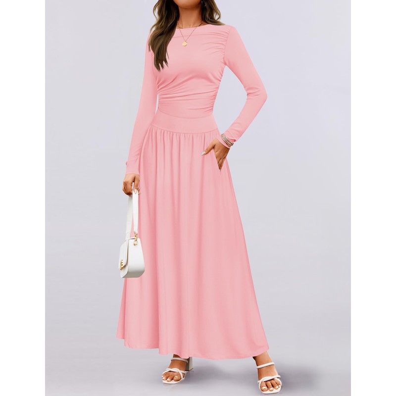 ZESICA Women's Long Sleeve Fall Maxi Dress 2025 Crewneck Knit