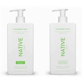 Native Shampoo and Conditioner Contain Naturally Derived Ingredients | All Hair Type Color & Treated From Fine to Dry Damaged, Sulfate & Dye Free - Cucumber & Mint, 16.5 fl oz each (2 pack)