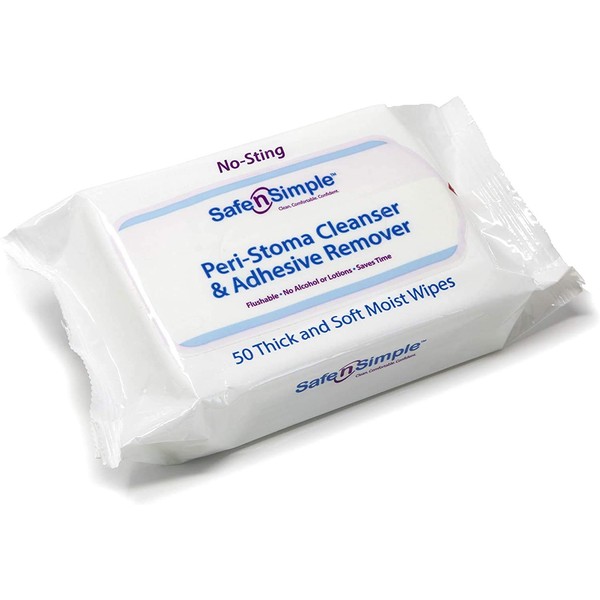 Safe n' Simple Adhesive Remover Wipes, Large, Pack of 50