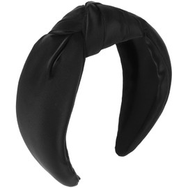 Amariver Black Headband Knotted Wide Headband for Women Top Knot Hair Band Non-slip Head Band Soft Black Hair Accessories for Women Girls