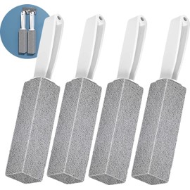 Paquete de 4 Cepillos de Piedra Pómez con Mango Extralargo, Limpiador de Inodoro de Piedra Pómez Natural para Quitar la Anilla de la Taza del Inodoro/Baño/Piscina/Cocina/Hogar, Color Gris, Material PP