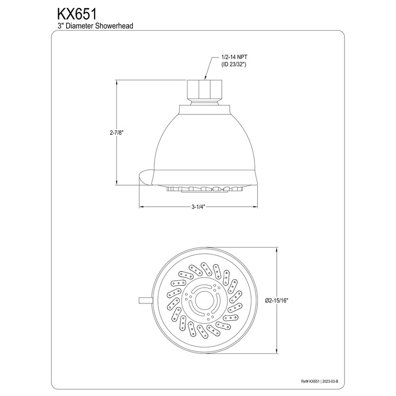 Kingston Brass KX651 Barcelona 3-1/4-Inch Round Jet Spray ABS Shower