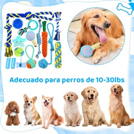 Juguetes para Perros 16 Piezas,Juguetes para Masticar Cachorros de 16 Unidades,Dog Toys para Rechinar Los Dientes,Resistente para Perros Medianos y Pequeños,Limpieza de Los Dientes de su Perro