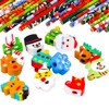 Qpout 2 Dozen (24) Christmas Pencils with Eraser Set, Hardness