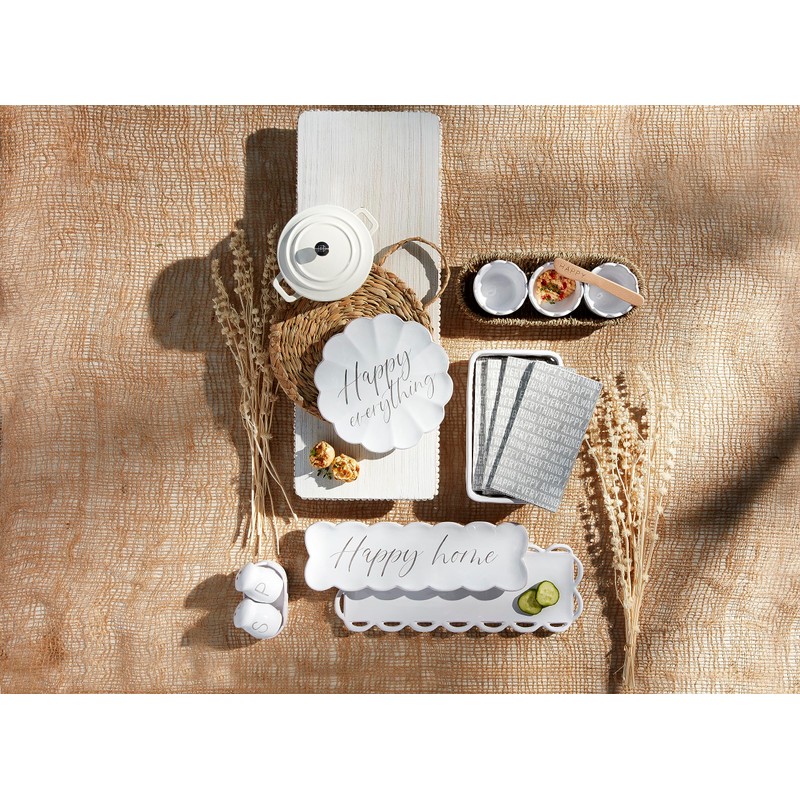 Mud Pie Long Nested Happy Trays, 13.5" x 4.25", WHITE