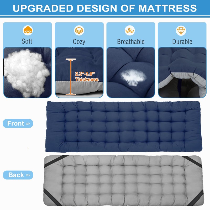 DoCred Oversized XXL Folding Camping Cot with Mattress, 2 Pack