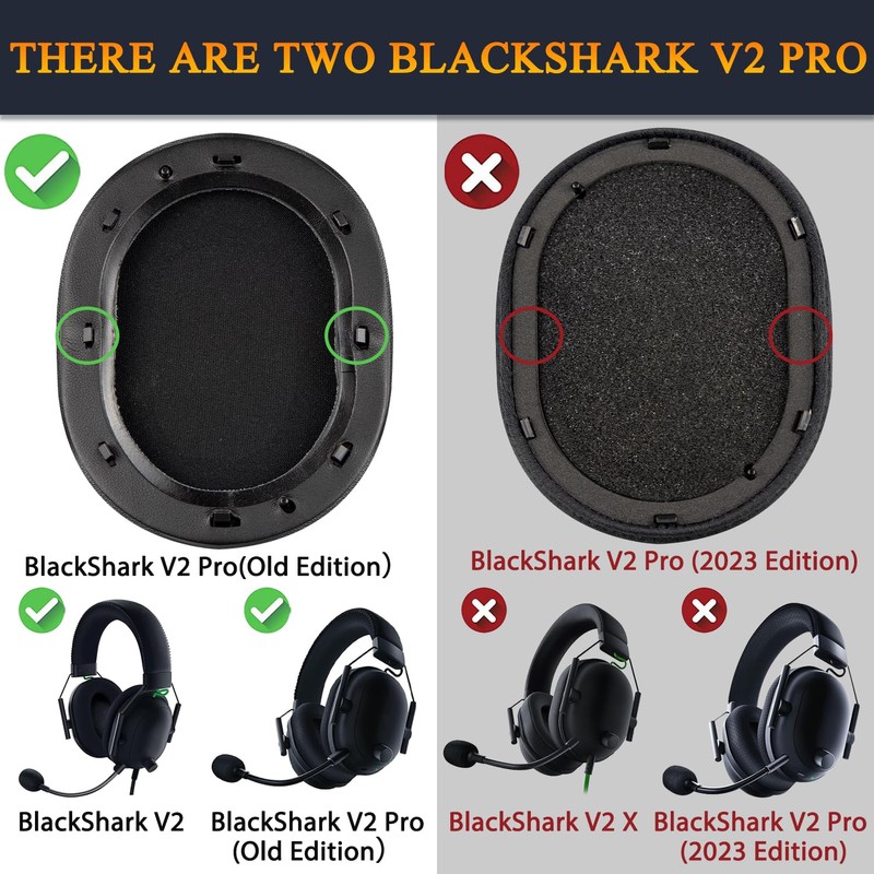 SOULWIT Cooling Gel Replacement Ear Pads for Razer BlackShark Black