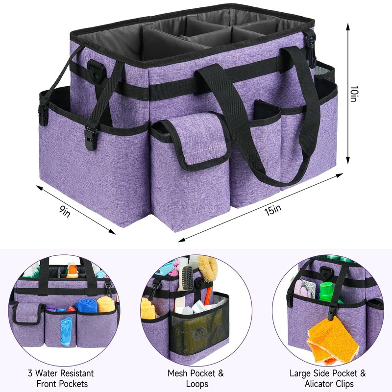 ZIOZERTT Cleaning Caddy Bag,Large Cleaning Supplies Organizer with Handle for