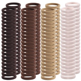 KEYRI 150 Pcs Elastic Hair Ties Ponytail Holders Hair Bands Bobbles for Women Soft Hair Ties No Damage For Girls Seamless Hair Bands for Thick Curly Hair Strong Hair Accessories (Brown)