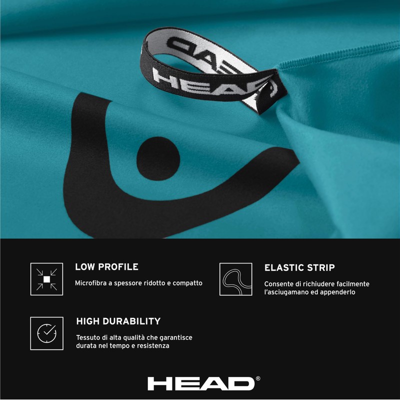 Head Active Microfibre Towel with Elastic, Lightweight Fitness Towel, Quick