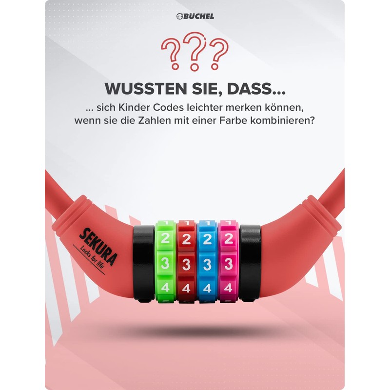 Büchel Sekura Children's Combination Lock 120 cm with Coloured Cover