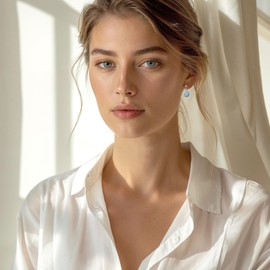 925 Sterling Silver Blue Opal Earrings for Women - October Birthstone - Earrings Silver Dangle Post Earrings - Silver Drop Earrings for Women - Everyday Earrings - Minimalist Jewelry for Women