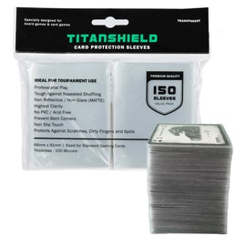 TitanShield (150 Sleeves) (Clear) Standard Size Dual Textured Board Game and Trading Card Sleeves Deck Protectors