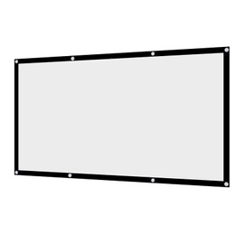 Projector Curtain Foldable Projector Screen 16:9 White Sheet for Projector, Portable Non Crease Projection Screen with Black Edging, Hanging Holes, Wall or Frame Mountable (120