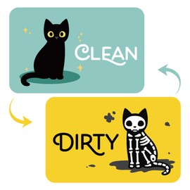 Funny Cat Clean Dishwasher Magnet, Cute Clean Dirty Double Sided Magnet Sign Indicator, Universal Dirty Clean Refrigerator Magnet Indicator for Kitchen Organization Cat Lover Owner
