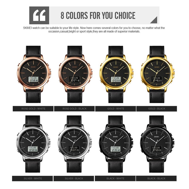 SKMEI Mens Watch Minimalism Analog Digital Watch with Alarm Stopwatch
