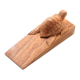 NOVICA Handmade Wood Baby Turtle Door Stopper, Brown, Baby Turtle'