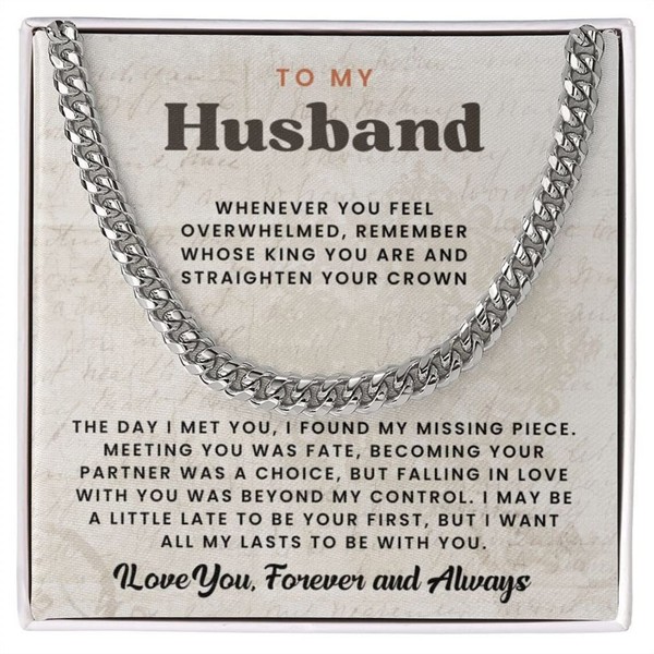 To My Husband Cuban Link Chain Necklace - For Him