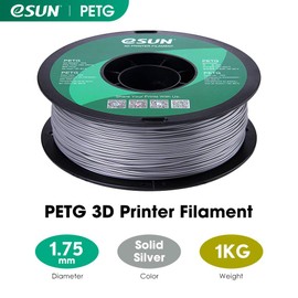 eSUN 3D 1.75mm Solid Silver PETG 3D Printer Filament 1KG Spool (2.2lbs), Dimensional Accuracy +/- 0.03 mm, 1.75mm Solid Opaque Silver