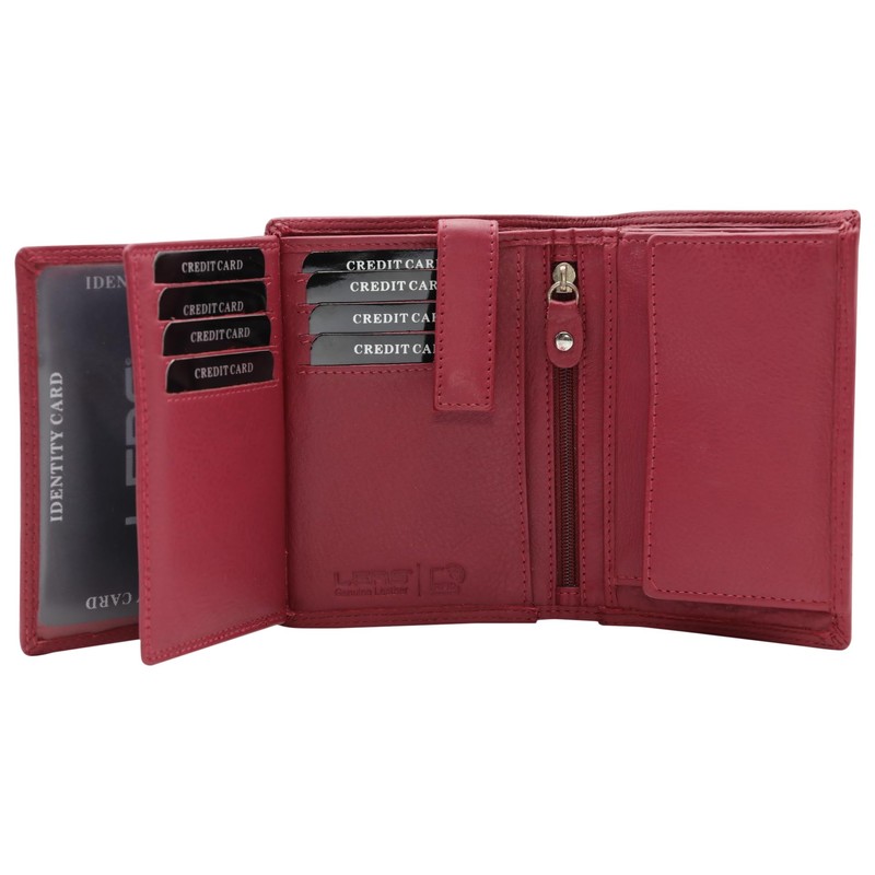 Leather Boxed Style wallet LEAS, red/cherry - ''LEAS Special Edition''