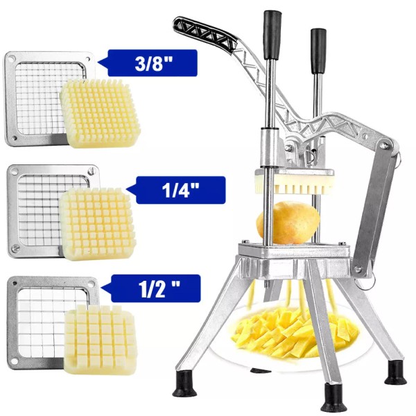 EVARGC Commercial Vegetable Dicer French Fry Cutter w/3 Blades Wedge