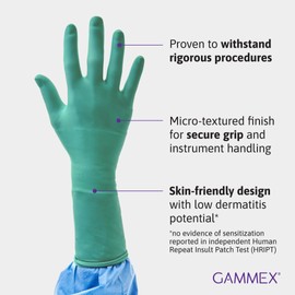 Ansell GAMMEX Non-Latex Micro-Texture Neoprene Surgical Gloves for Healthcare, Size 6.5 Green (Box of 50)