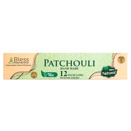 Bless-International-Patchouli 100%-Natural-Handmade-Incense-Sticks Organic-Chemicals-Free-for-Relaxation-Positivity-Yoga-Meditation 12-Inches-1-Hour-Plus-Burning-Time-75-Sticks-7-OZ