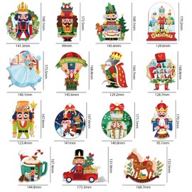 HOWAF Merry Christmas Party Decoration Hanging Swirls,30pcs NO-DIY Nutcracker Christmas Themed Ceiling Swirl for Xmas Winter Holiday Party Decor,Nutcracker Figures Ceiling Hanging Decor,16 Styles