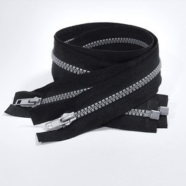 Plastic Zip 2 Units/Bag (45cm Measurement), Zipper for Sewing, Zipper for Sewing, Black (45cm, 332)