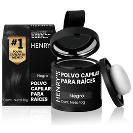 Henrys Polvo para Retocar Raíces Negro 10g, Define Línea del Cabello, Rellena Zonas Escasas, Disimula Caída del Cabello, Aporta Volumen