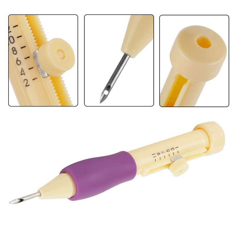 Embroidery Needle Punch Pen Sewing Threaders Tool Kit with 3