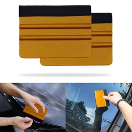 RBOKO 2Pcs Squeegee for Vinyl, Felt Edge Squeegee Car Wrapping Tool Kits, Plastic Felt Edge Vinyl Squeegee, for Car Vinyl Wrap, Wallpaper, Window Tint Squeegee(Brown)