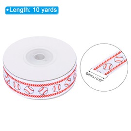 PATIKIL 10 Yards Ribbon for Gift Wrapping, 22mm(7/8inch) Baseball Ribbons for Crafts Thin Ribbon for Wedding Decoration Gifts Home coming-Mum, Red White