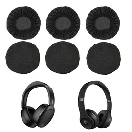 VZU Pack of 6 Headphones Ear Pads, Stretchable, Washable Covers, 9-11 cm, Headphone Protective Cover, Flexible and Comfortable, Sweat Protection for Gaming and Gym, Black Headphones Cover
