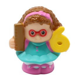 Little People Replacement Part for Fisher-Price Time to Learn Preschool Playset K0105 - Little Girl Maggie Figure with Glasses - Holding a Ruler and Yellow Number 6 Six