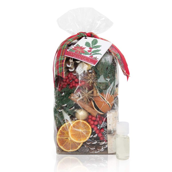 ANDALUCA Holiday Memories Potpourri | Made in California | Large 20 oz Bag + Fragrance Vial | Scents of Orange Zest, Sparkling Cassis and Clove