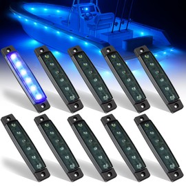 AOXLFU 10pcs Blue 12V 6LED Trailer Side Marker Indicator Lights 3.8" Waterproof Front Rear Signal Side Clearance Marker Light for Trailer Truck Front Rear Van Pickup Rv Camper Boat…