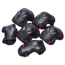 All Trust Skateboard Kids Bicycle Kids Protector Wrist Elbow Knee 6 Piece Set (Black, M)