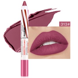 Boobeen Matte Lipstik Pencil Lip Crayon Stick Makeup, Non-smudge Matte Full Coverage Lip Color Smooth Creamy Lip Pen for Women, Lip Liner Set with Sharpner