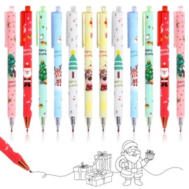 Christmas Ballpoint Pens, Pack of 12 Christmas Ballpoint Pens, Retractable Ballpoint Pens, Gel Pens, Christmas, Cute Rollerball Pen for Christmas, Party, Gift, Office, School Supplies