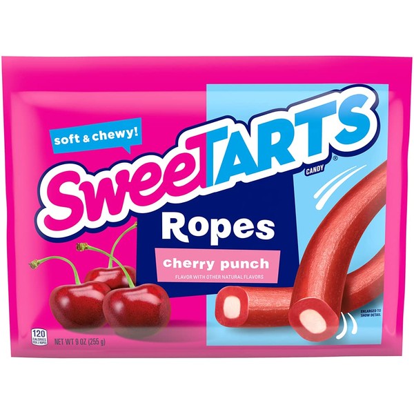 SweeTARTS Soft & Chewy Ropes, Cherry Punch, 9 Ounce (Pack of 12)