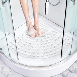 Corner Shower Mat Non Slip: 54 x 54 cm Quadrant Anti Mould Shower Mats for Inside Shower - Large Anti Slip Shower Matt for Elderly