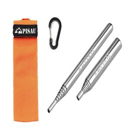 2 x PISAU Collapsible Stainless Steel Camping Fire Tool Portable Pocket Size Blower Pipe Fire Air Duct for Camping Picnic Hiking