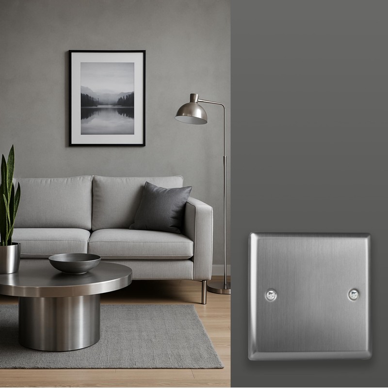 VARILIGHT | Brushed Steel | Classic | Single Blank Plate
