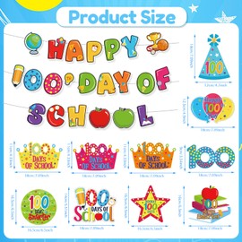 Nezyo 32 Pcs 100 Days of School Hanging Swirls Decorations Happy 100th Day of School Ceiling Hanging Ornaments Banner Streamers for Kids Student Kindergarten Preschool Primary Party Decor Supplies