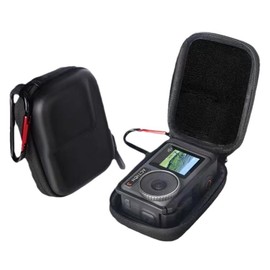 NHPY Pack of 2 Storage Bag Case for Dji Osmo Action 4/3, 9 x 7 x 4.5 cm Mini Hard Case, Accessories for Dji Osmo, PU Travel Protective Case for GoPro 12/11/10/9 Camera Accessories (Black), a