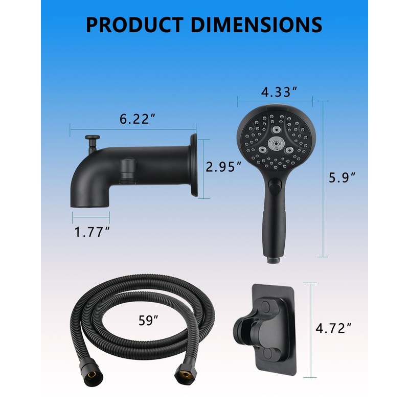 LOCALAND Bathtub Faucet with Sprayer, Tub Spout with Diverter Fits
