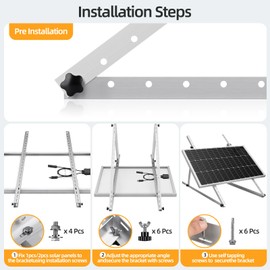 FLYING LION 1 Sets 45inch Adjustable Solar Panel Tilt Mount Brackets with Foldable Tilt Legs, Ieal for 2-4pcs 180 200 300 400 Watt Solar Panel for Roof, RV, Boat, and Off-Grid